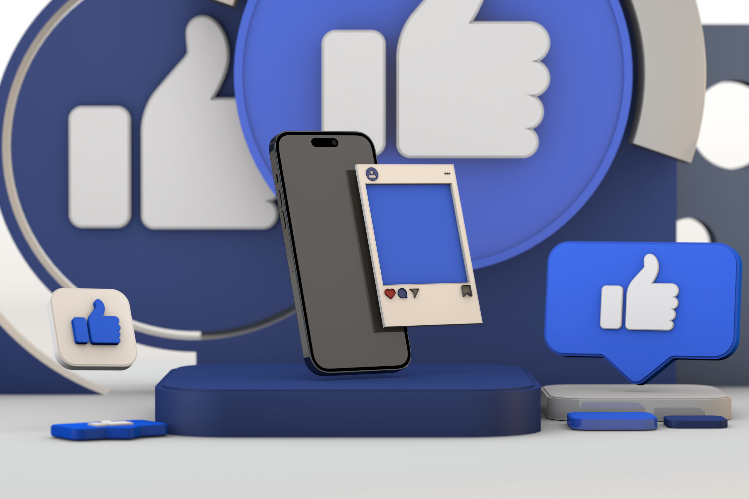 Social network concept and like icon with new Phone 14 pro